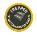 Treppenstufenmarkierungen mit Noppen und Rippen für blinde und sehbehinderte Menschen im Innenbereich